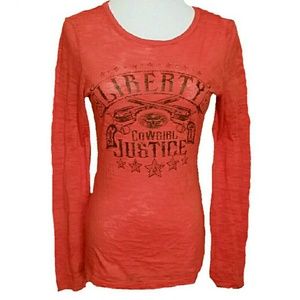 Cowgirl Justice Orange long sleeved shirt